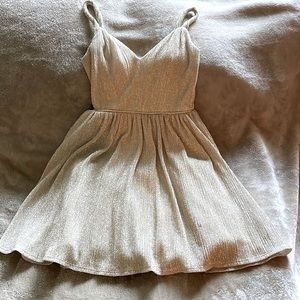 Camille La Vie Flared cocktail dress sparkly gold.